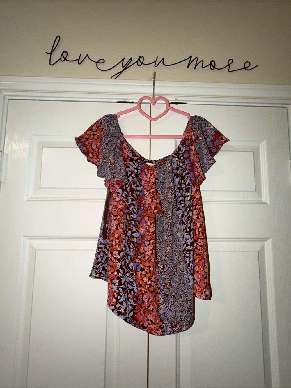 Maeve Purple and Red Floral Off-Shoulder Blouse